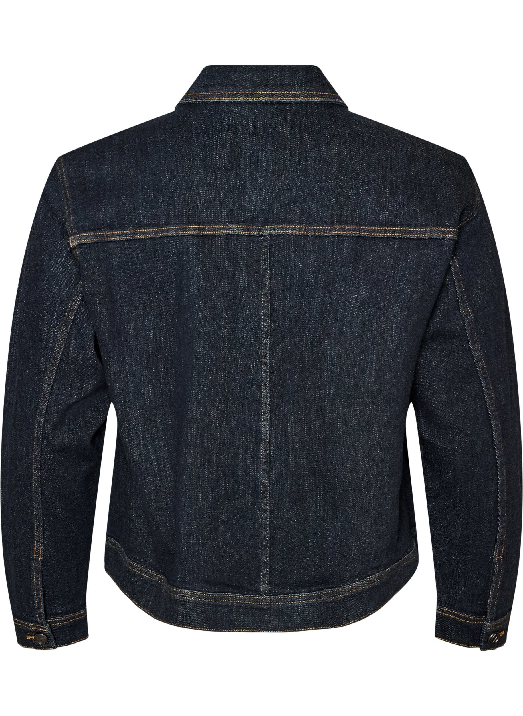 ZizziKlassisk denimjakke med kontrastsyninger, Bl&aring;, Packshot image number 1