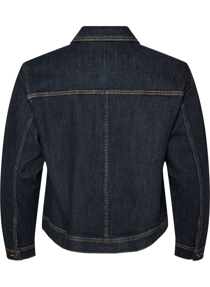 Klassisk denimjakke med kontrastsyninger, Bl&aring;, Packshot