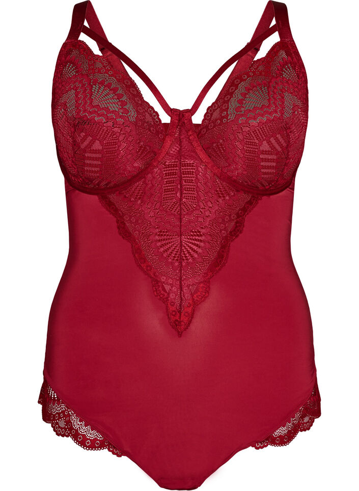 Blonde body med b&oslash;jle og stropdetalje, R&oslash;d, Packshot image number 0