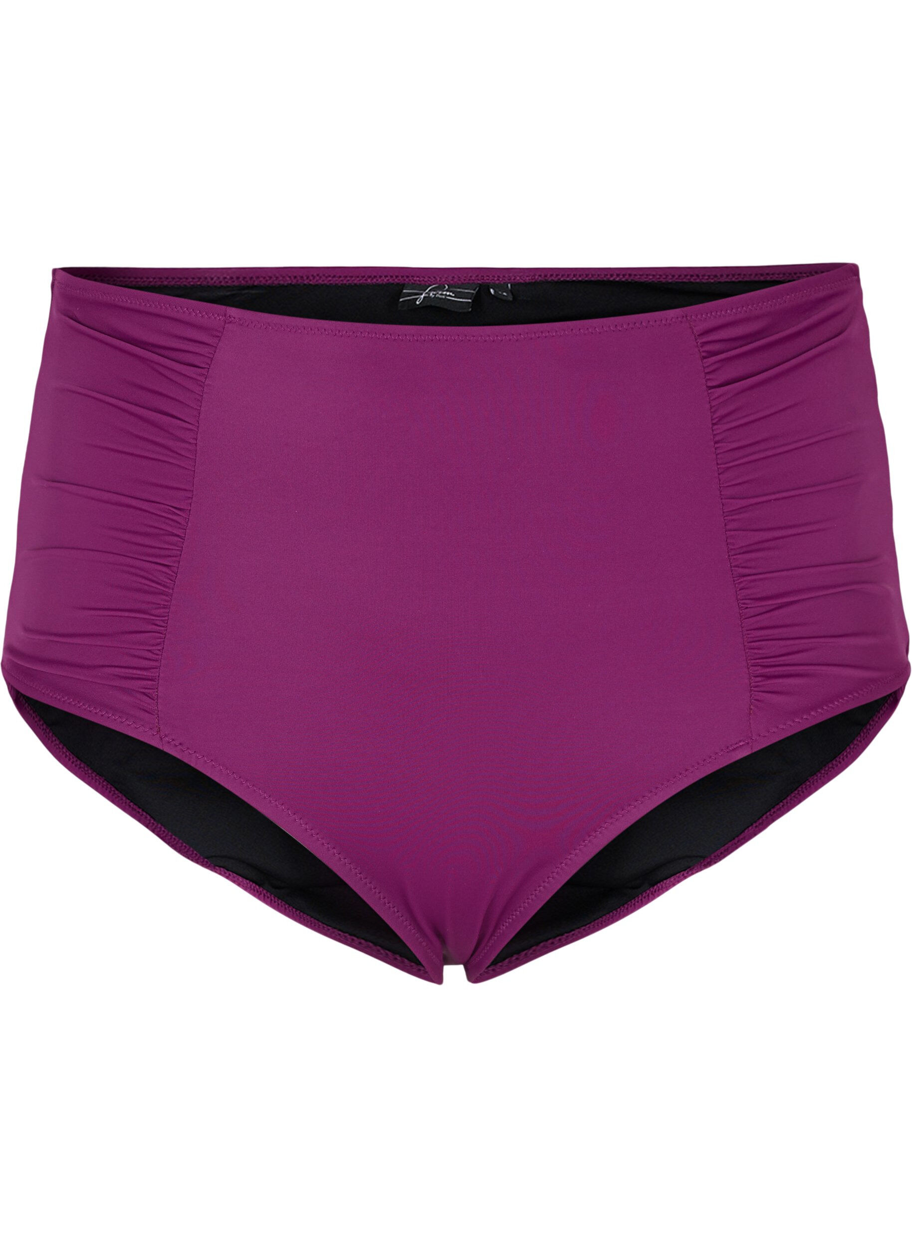 Zizzi H&oslash;jtaljet bikini trusse med draperinger, Dark Purple, Packshot image number 0