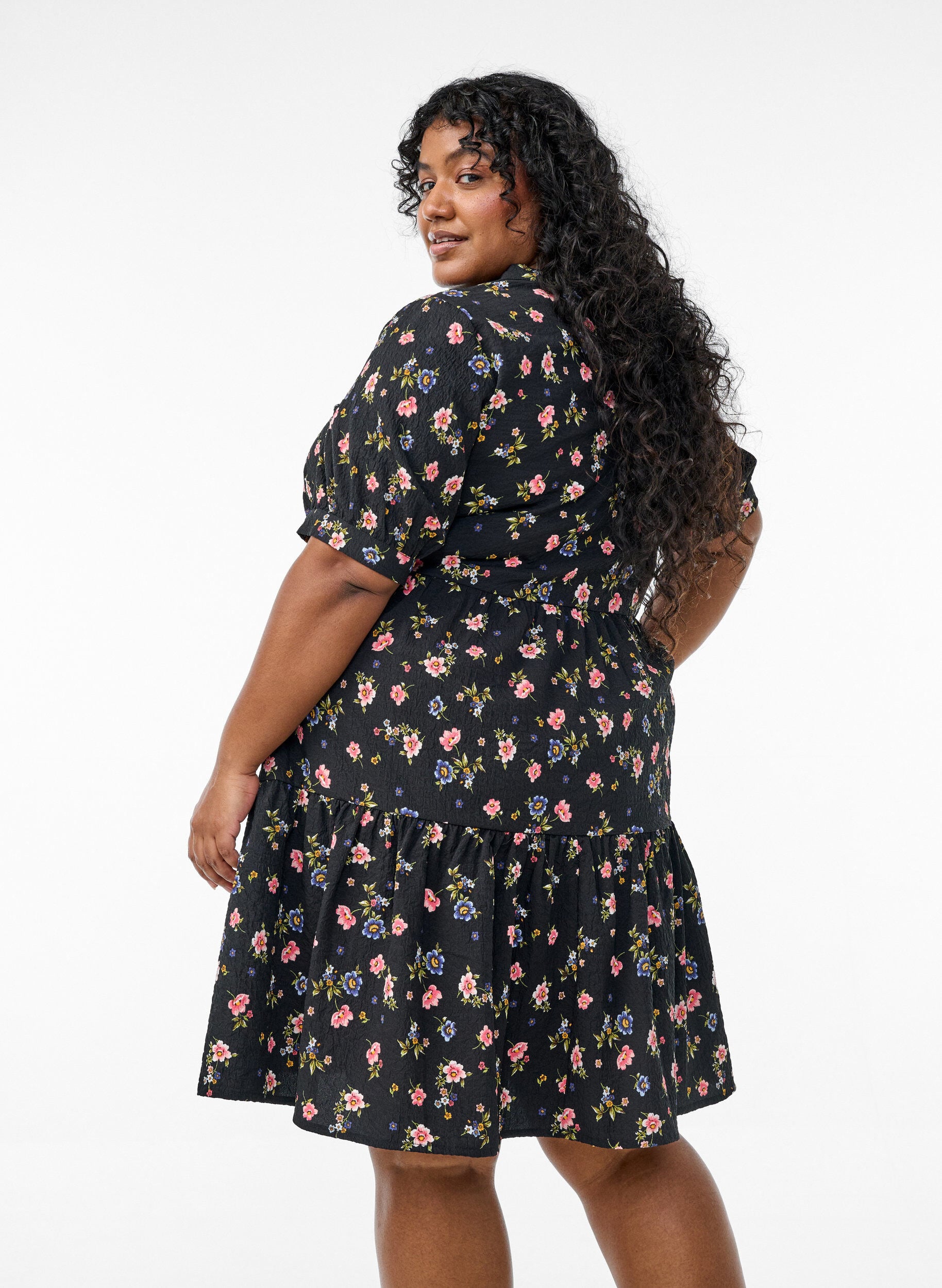 ZizziKort kjole med A-facon, Sort, Model image number 1