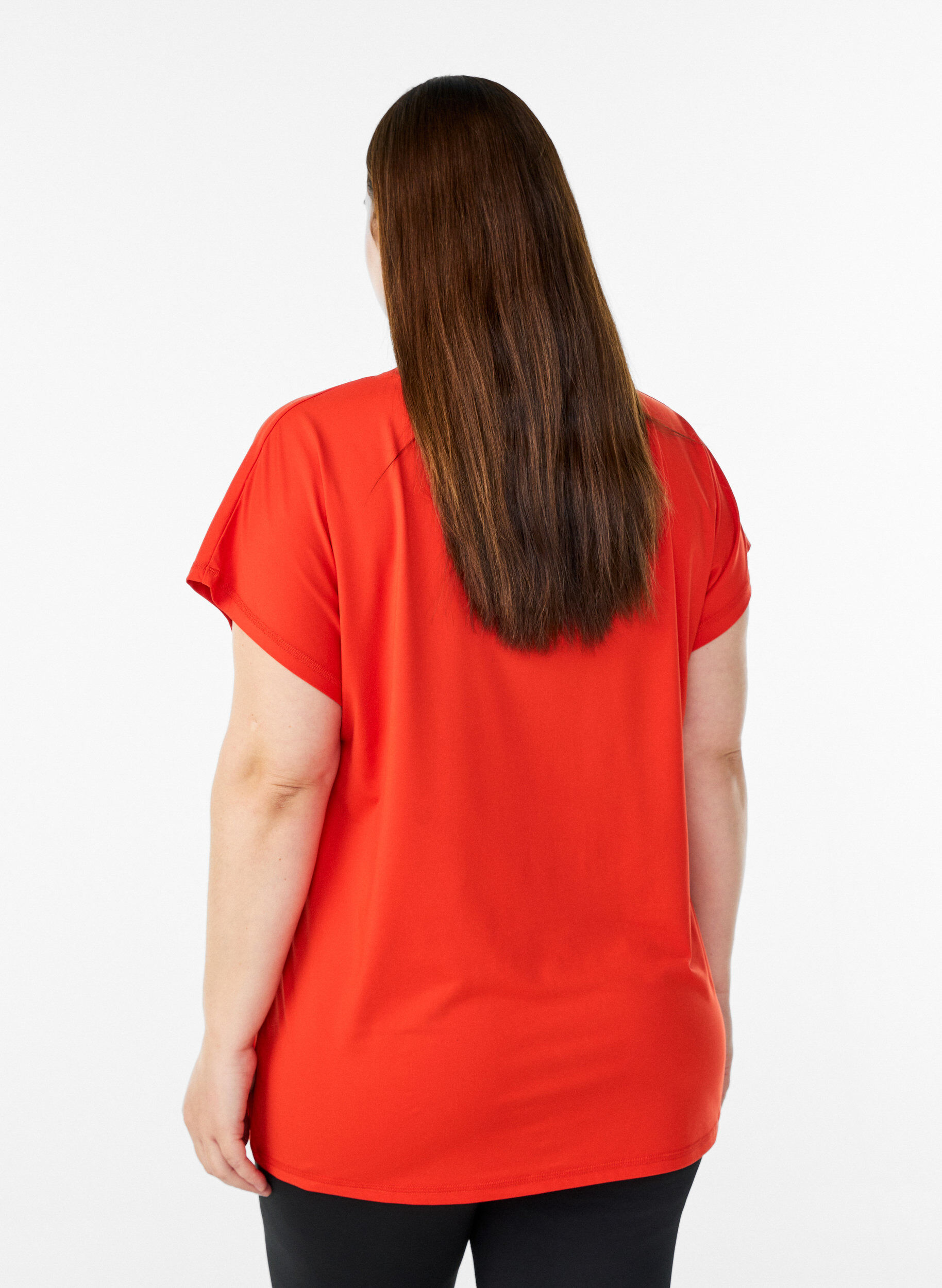 ZizziEnsfarvet tr&aelig;nings t-shirt, Orange, Model image number 2
