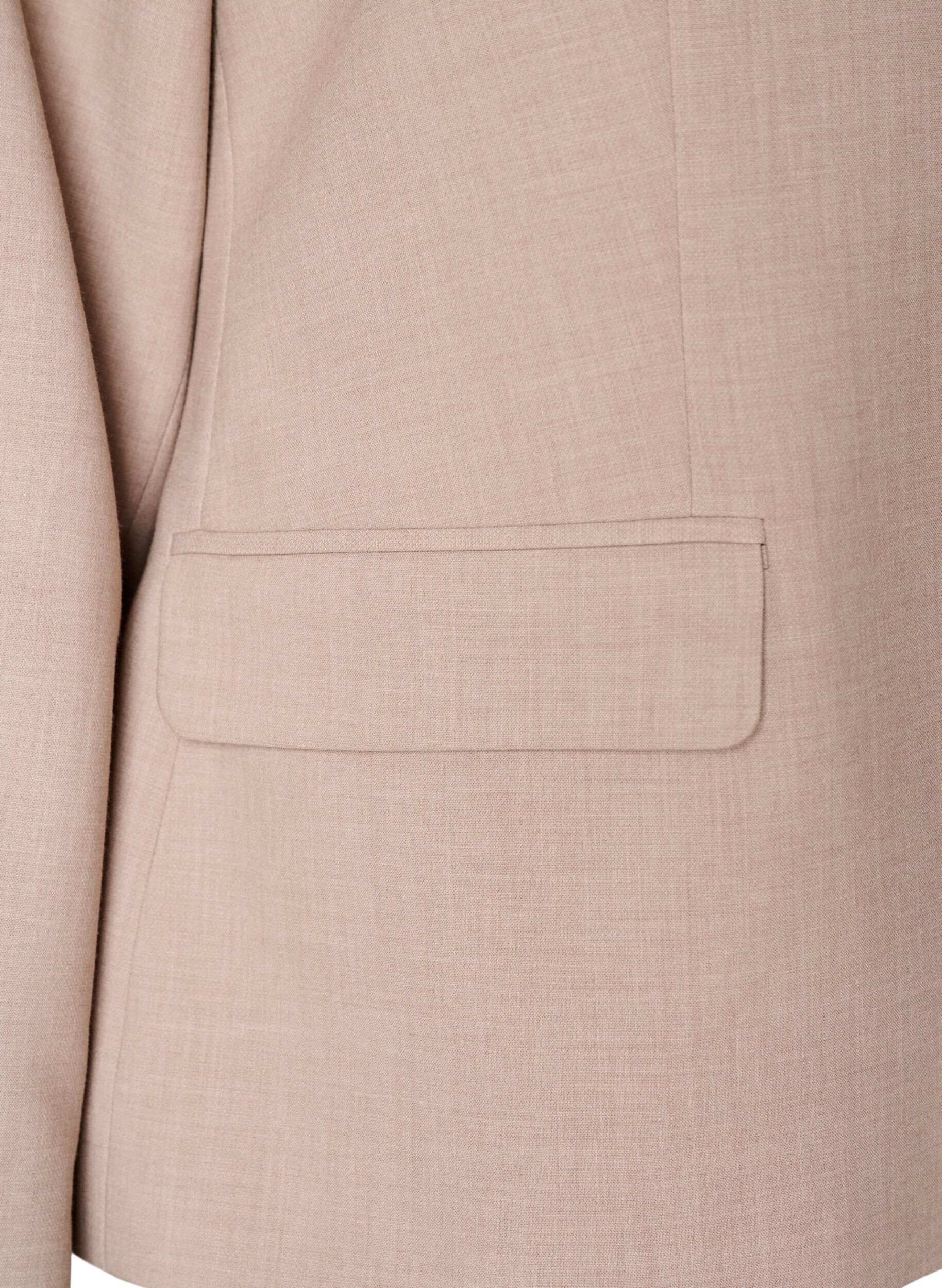 Zizzi Klassisk blazer med enkel knaplukning og lommer, Beige, Packshot image number 3