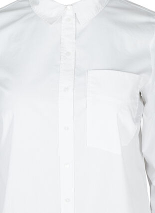 Lang bomulds skjorte med brystlomme, White, Packshot image number 2