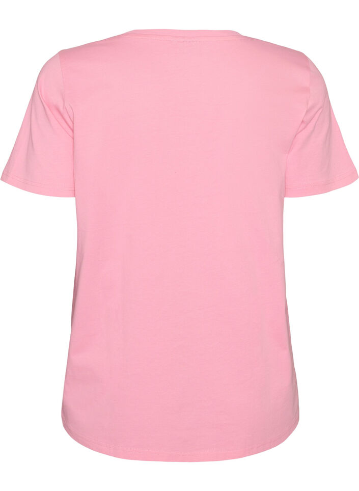 T-shirt i bomuld med print foran, Lyser&oslash;d, Packshot image number 1