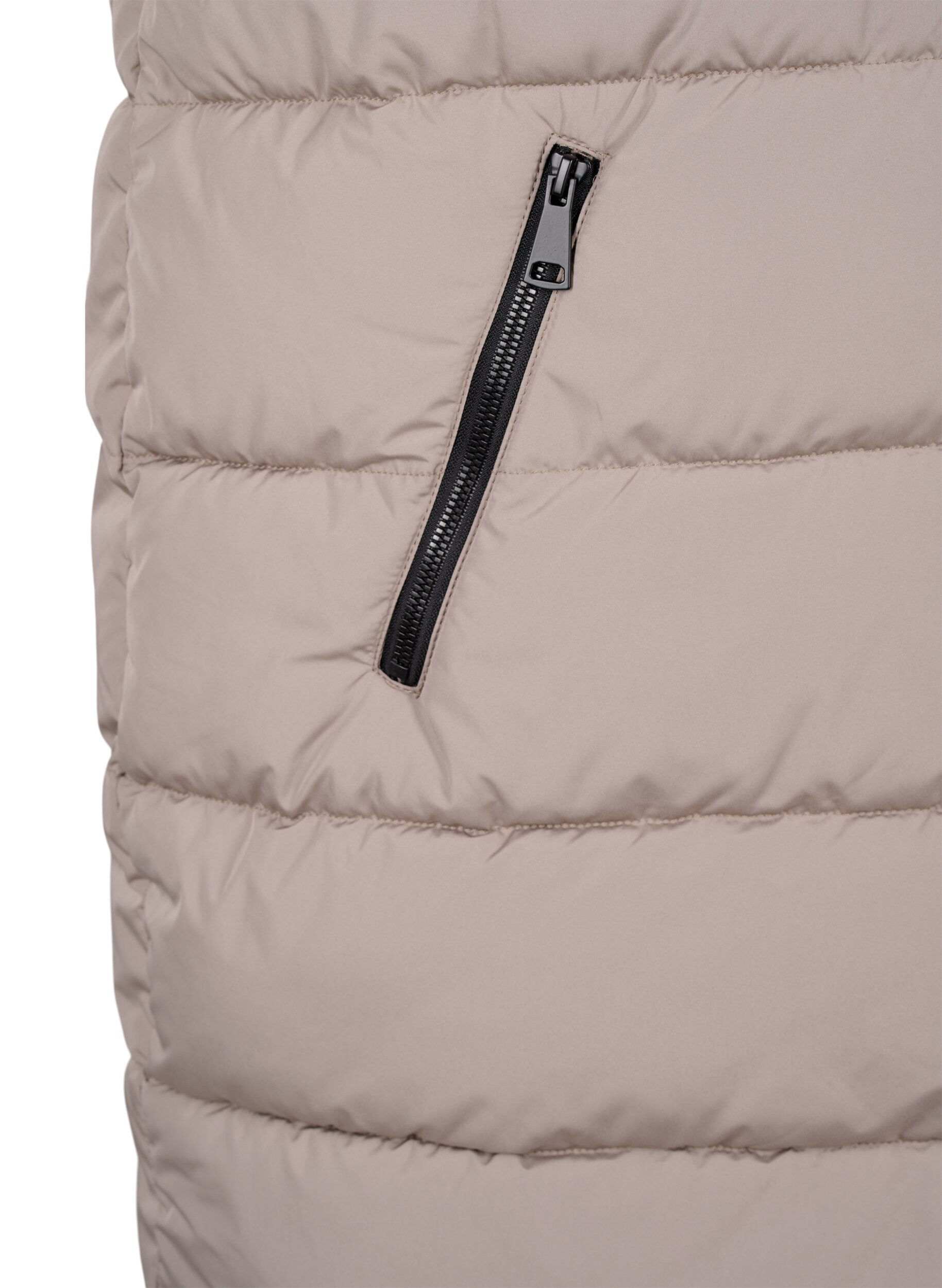 Zizzi Lang vest med h&aelig;tte og lommer , Beige, Packshot image number 3
