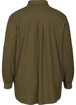 Struktureret skjorte med brystlommer, Dark Green ASS, Packshot image number 1