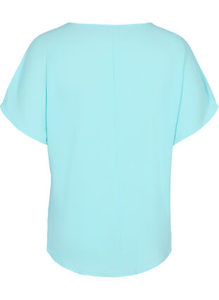 Bluse med korte ærmer og rund halsudskæring, Aqua Splash, Packshot image number 1