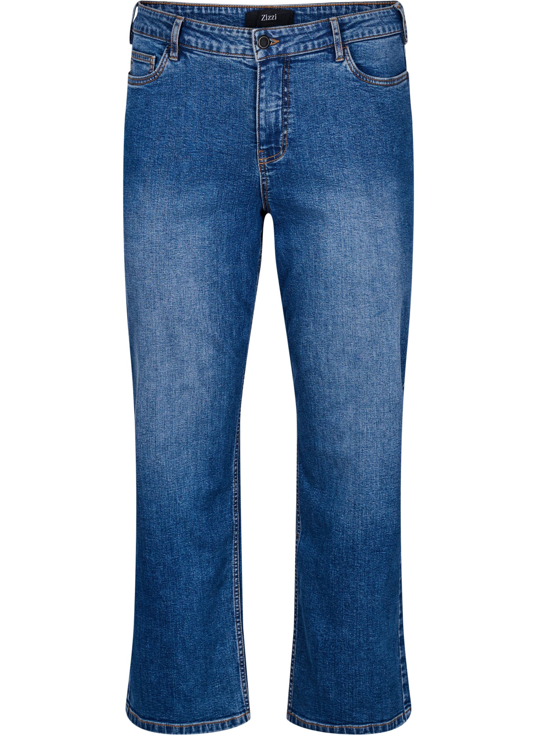 Zizzi H&oslash;jtaljede Gemma jeans med regular fit, Bl&aring;, Packshot image number 0