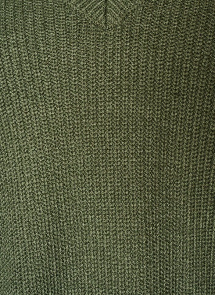 Lang ribstrikket bluse med V-hals, Gr&oslash;n, Packshot image number 2