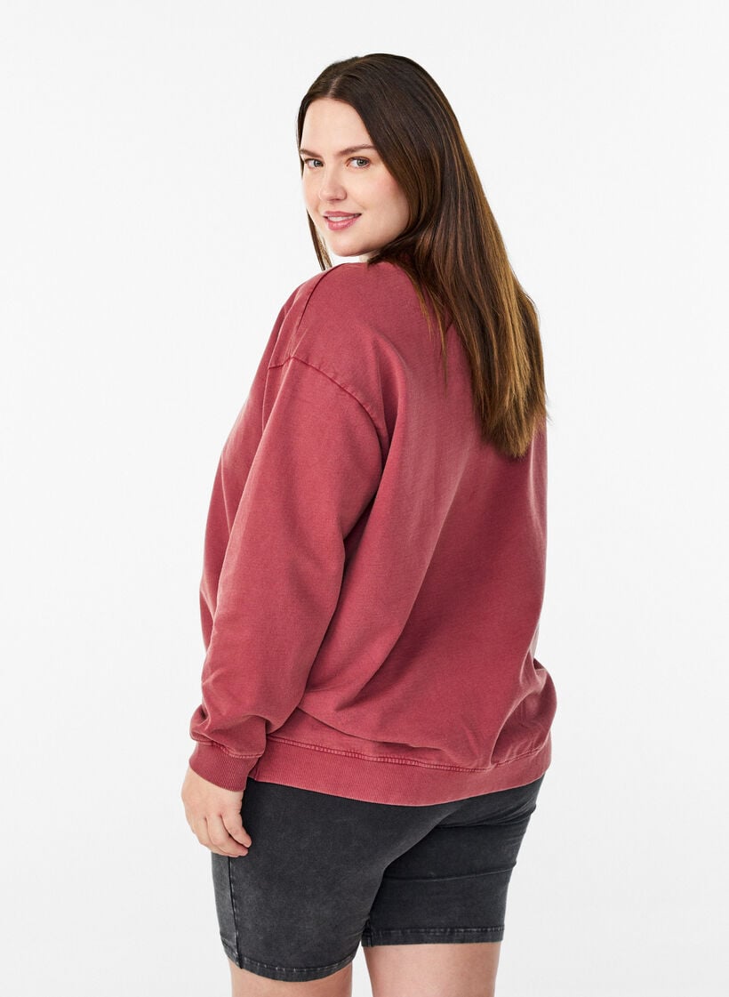 L&oslash;s sweatshirt med washed look, R&oslash;d, Model image number 2