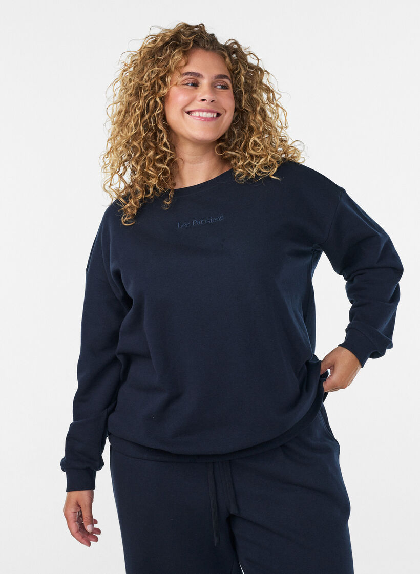 Sweatshirt med tekstmotiv, Bl&aring;, Model image number 0