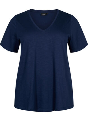 Kortærmet basis t-shirt med v-hals, Navy Blazer, Packshot image number 0