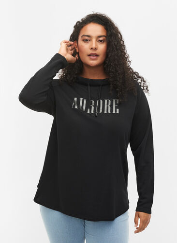 Sweatshirt med høj krave, Black, Model image number 0