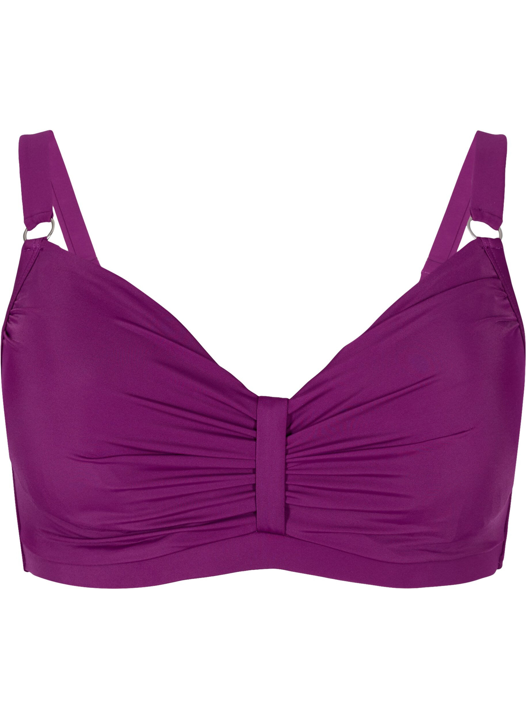 Zizzi Bikini overdel med b&oslash;jle, Dark Purple, Packshot image number 0