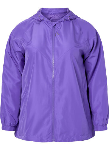 Kort jakke med hætte og justerbar bund, Purple Opulence, Packshot image number 0