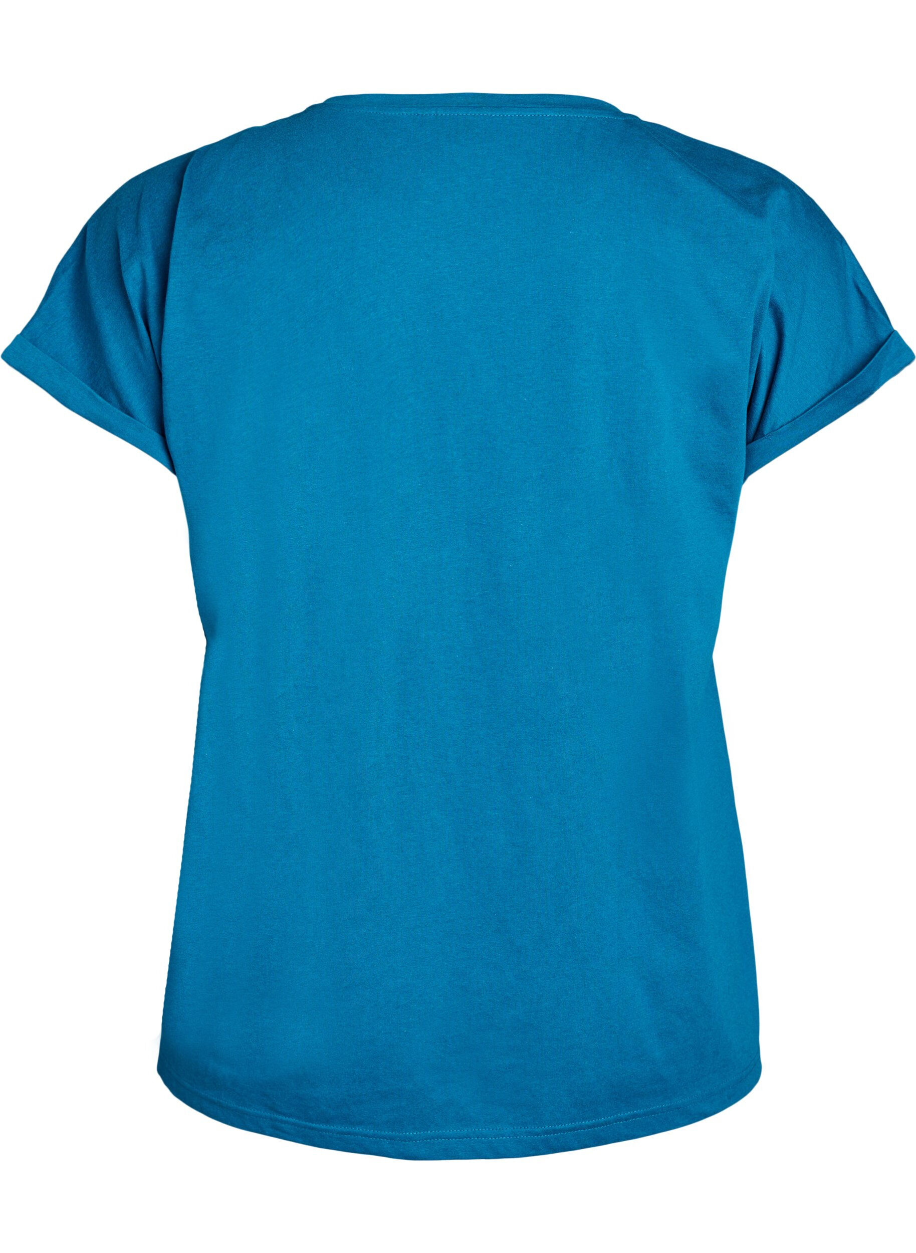 ZizziKort&aelig;rmet t-shirt i bomuldsblanding, Bl&aring;, Packshot image number 1