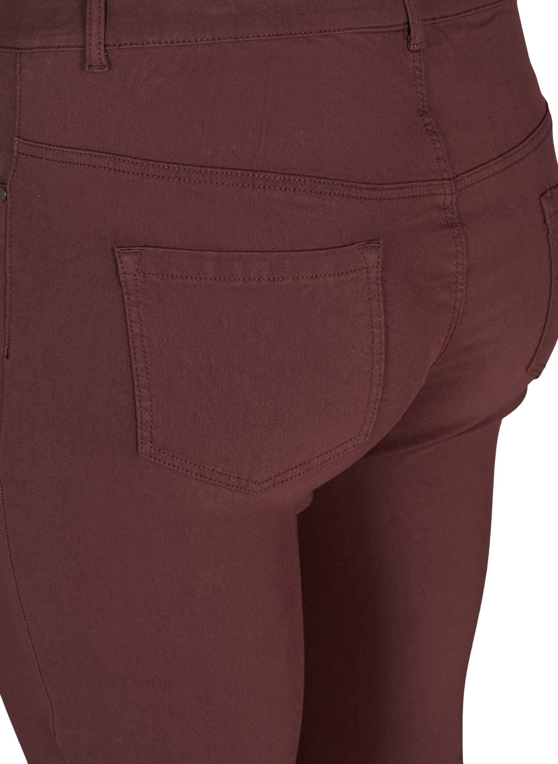 Zizzi Slim fit bukser med lommer, M&oslash;rk Bordeaux, Packshot image number 3