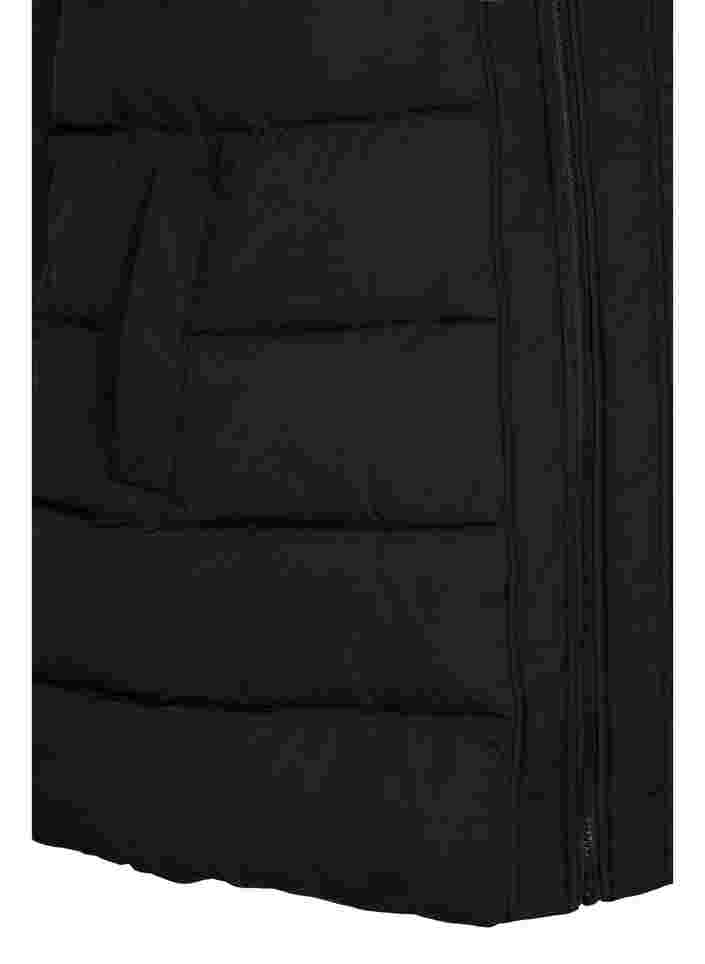 Lang vest med hætte og lynlås, Black, Packshot image number 3