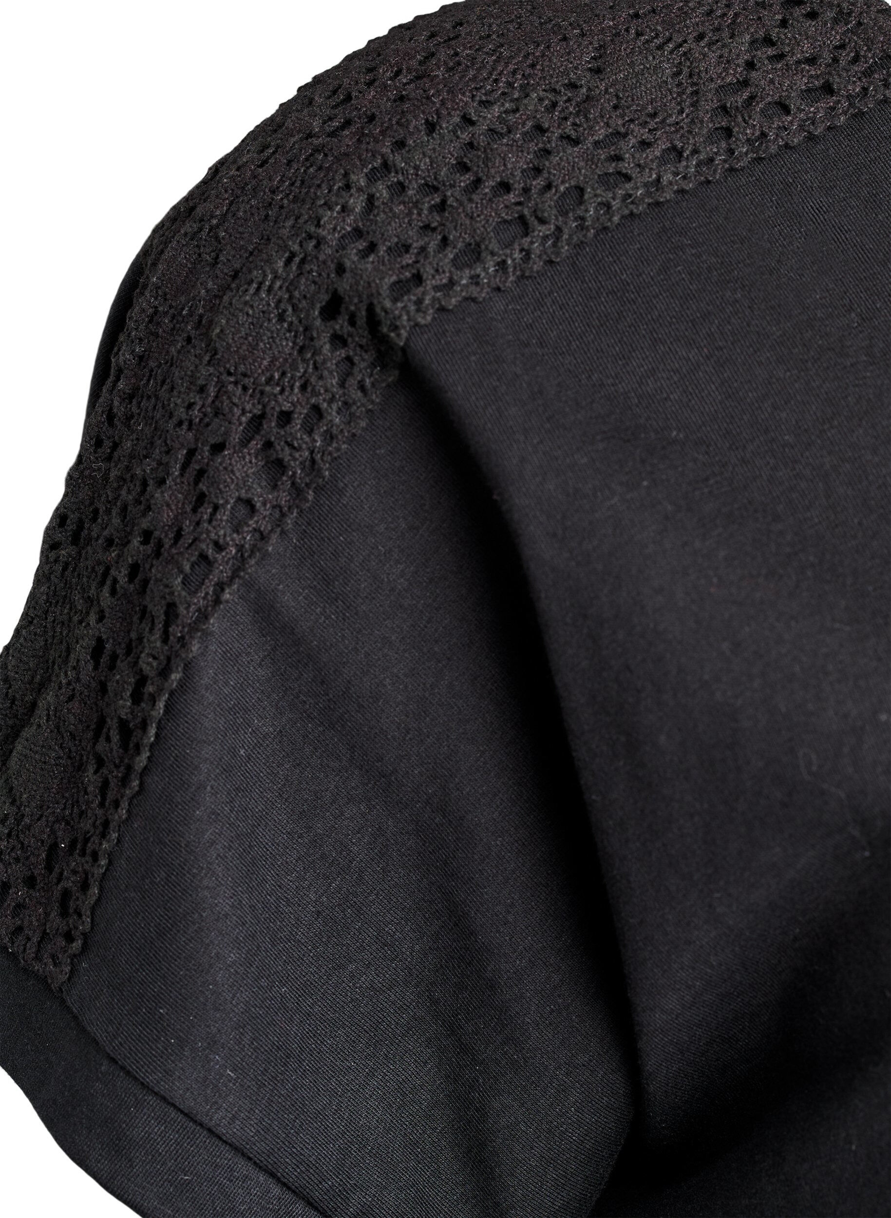 ZizziT-shirt i bomuld med crochetdetalje, Sort, Packshot image number 2