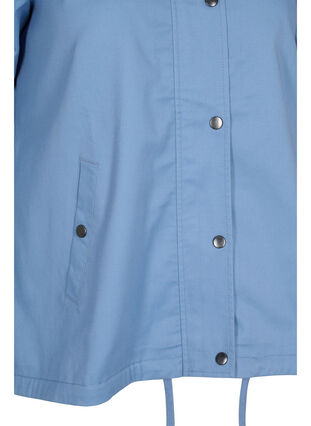 Kort parka jakke med hætte og justerbar bund, Blue Shadow, Packshot image number 3