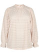 Langærmet bluse med mønstret tekstur, Whisper Pink, Packshot image number 0