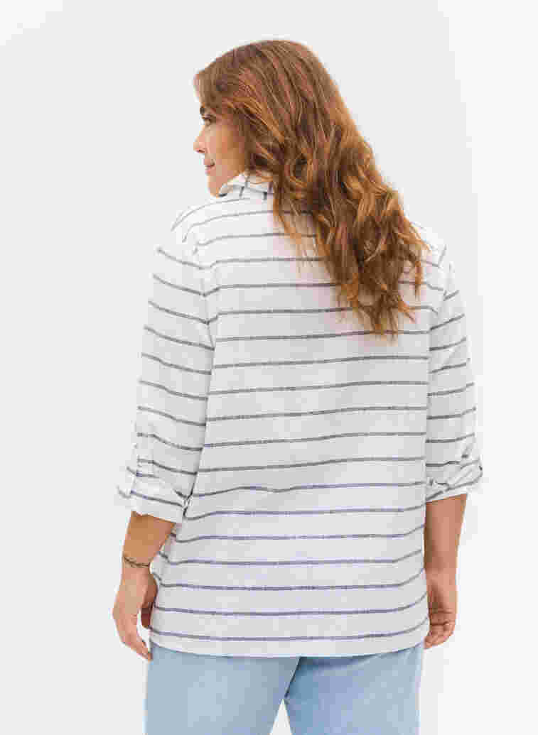Skjortebluse med knaplukning, Navy Blazer stripe, Model image number 1