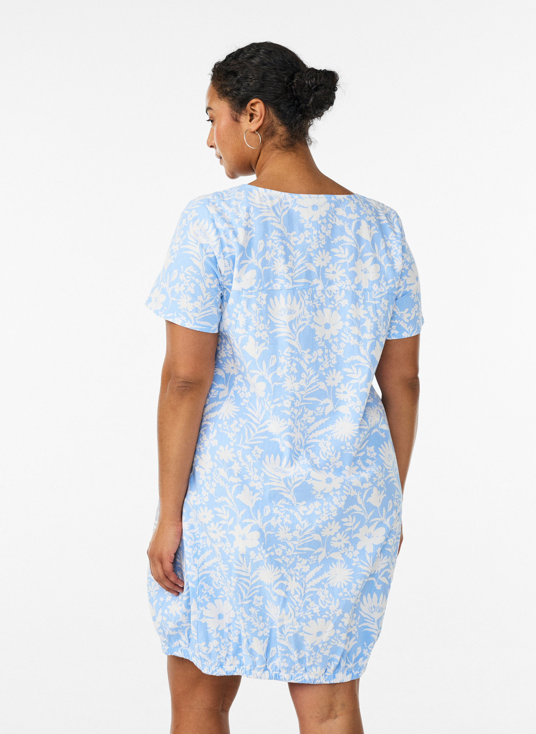 ZizziKort&aelig;rmet bomuldskjole med print, Vanilla, Model image number 2