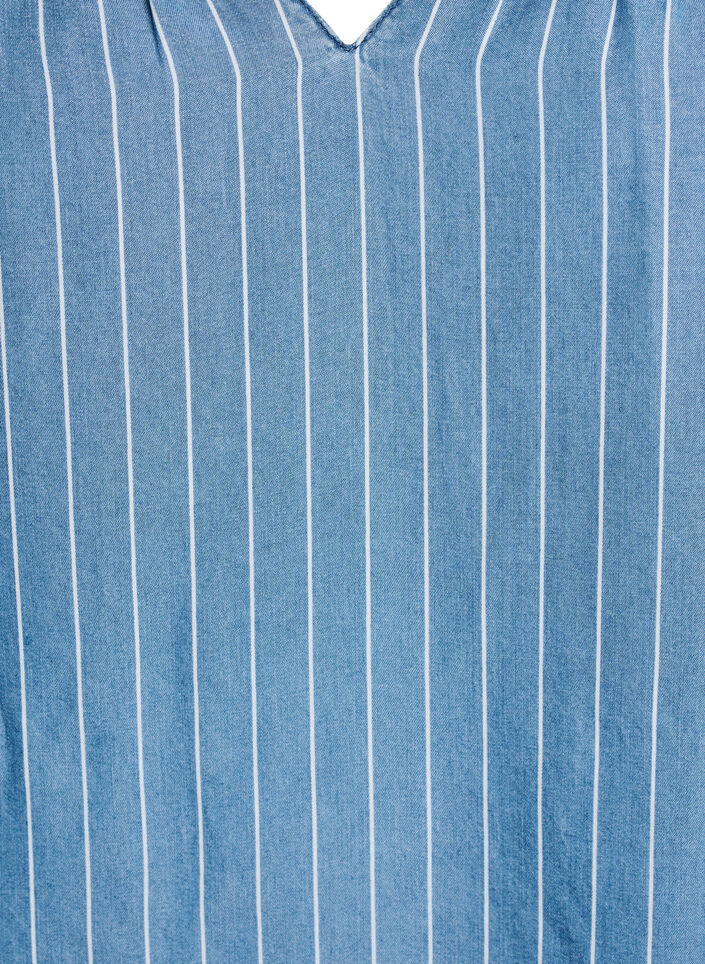 Stribet denimbluse med lange ærmer , Blå, Packshot image number 2