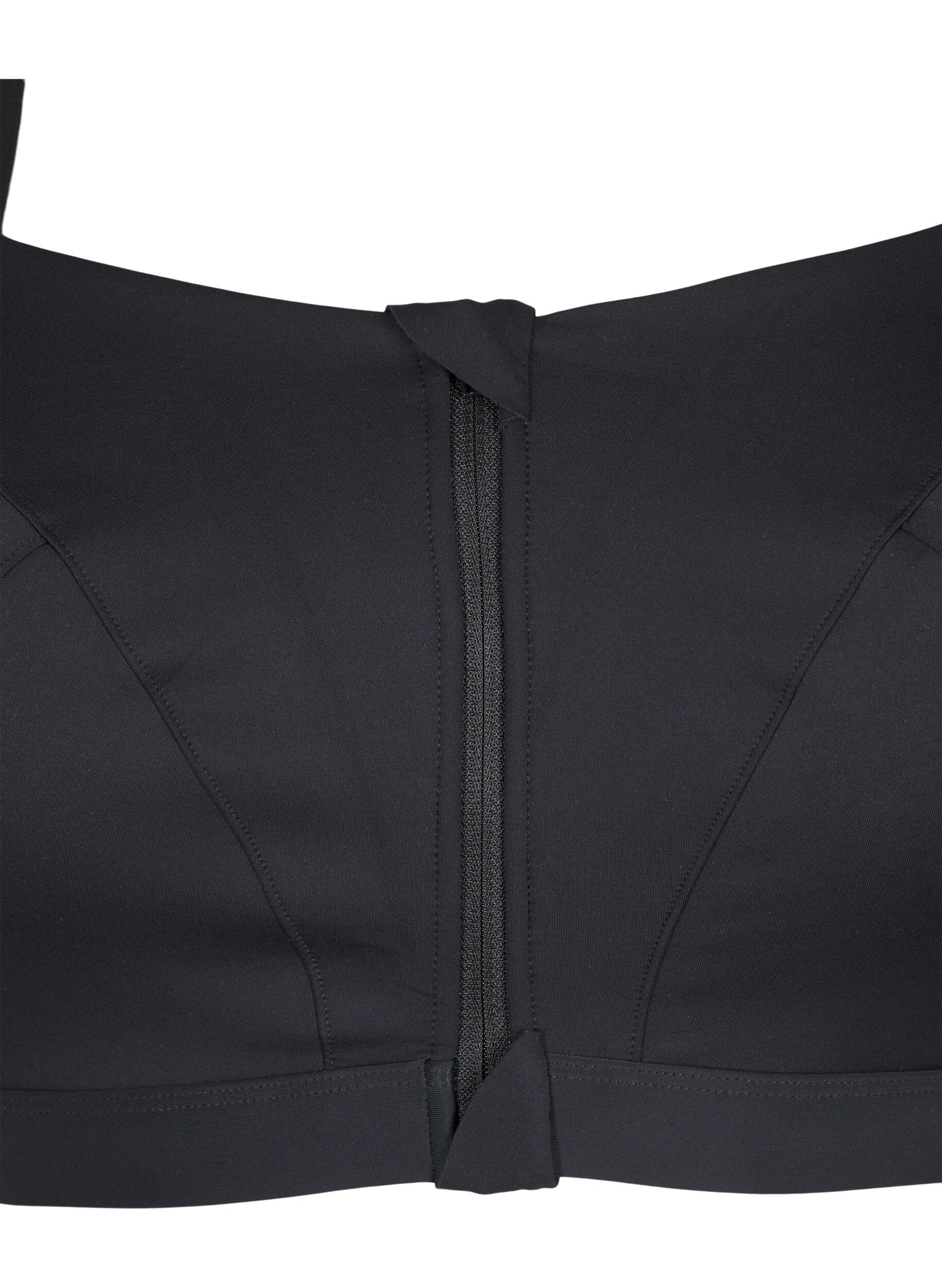 ZizziSportsbh med frontlukning og h&oslash;j st&oslash;tte, Sort, Packshot image number 2