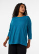Jerseybluse med 3/4 &aelig;rmer, Bl&aring;, Model image number 0