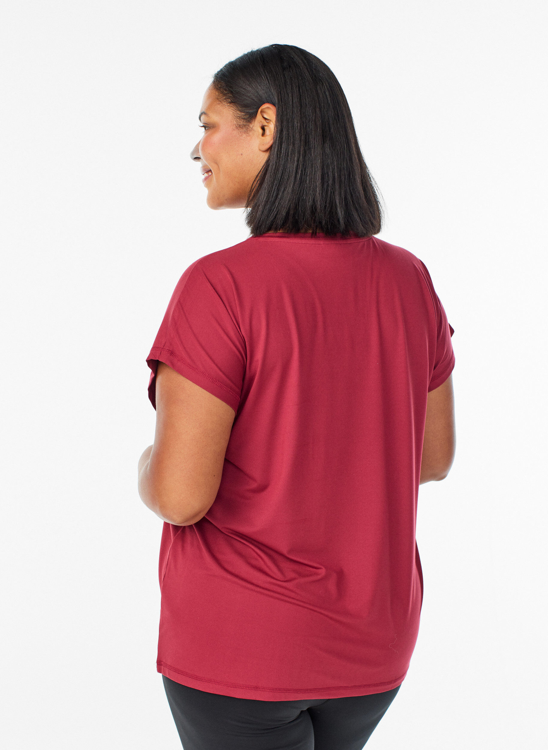 ZizziEnsfarvet tr&aelig;nings t-shirt, R&oslash;d, Model image number 2
