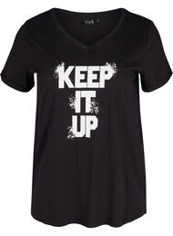 Bomulds trænings t-shirt med tryk, Black Keep