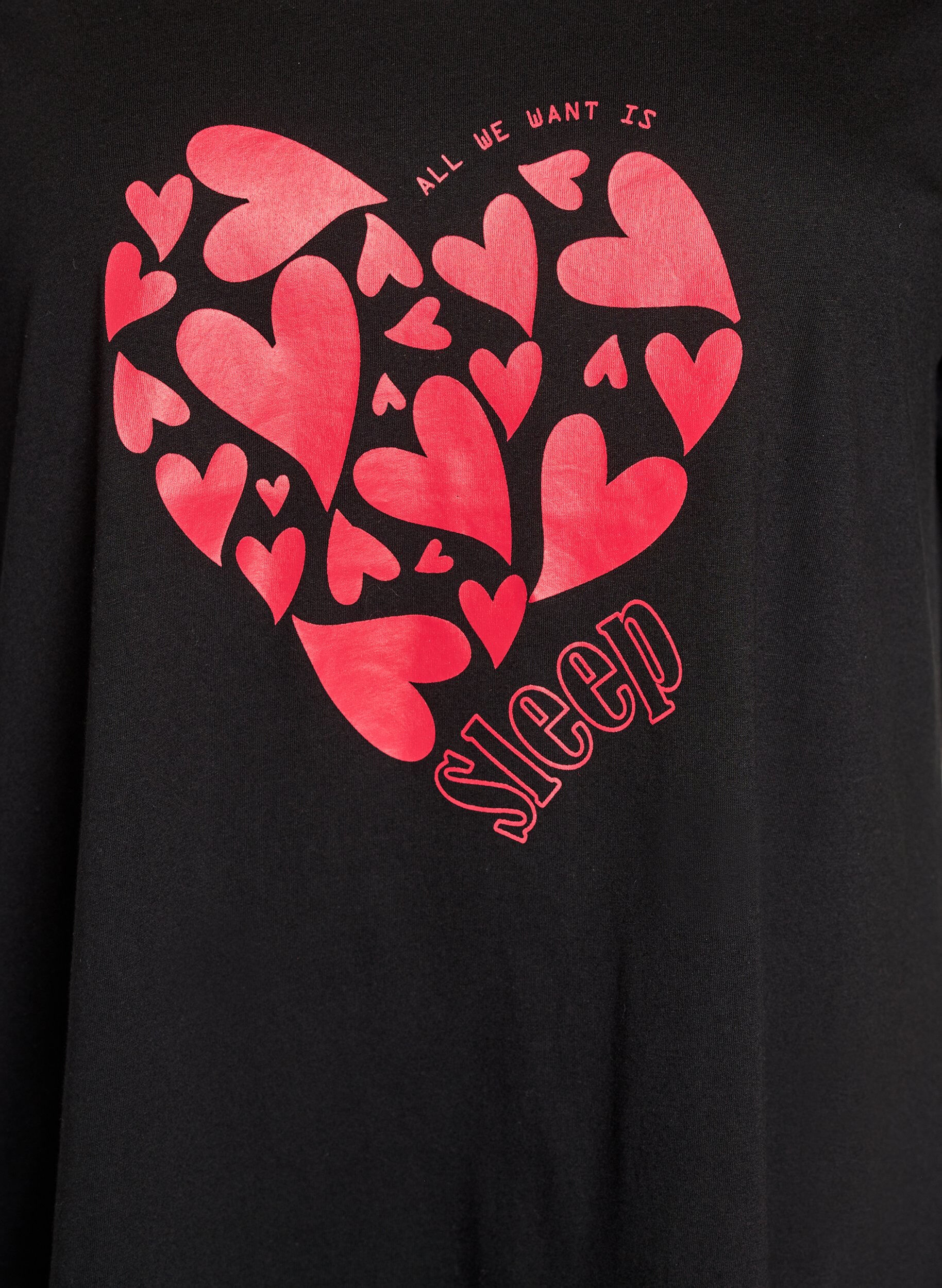 ZizziKort&aelig;rmet natkjole i &oslash;kologisk bomuld, Sort, Packshot image number 2