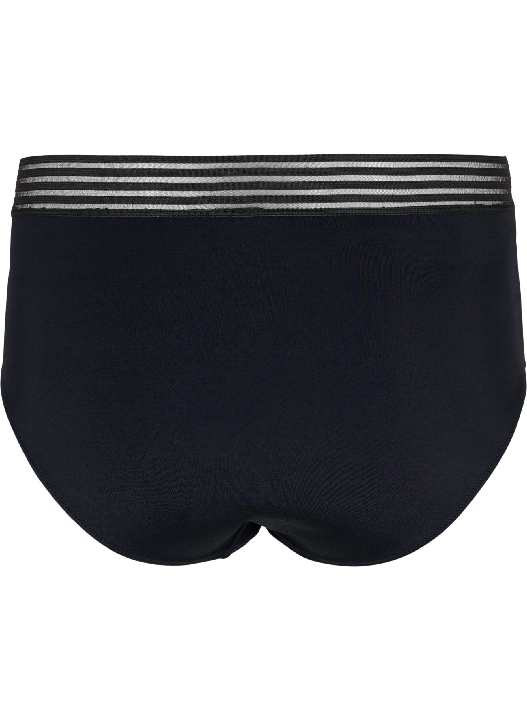 Zizzi H&oslash;jtaljet bikini trusse med mesh, Black, Packshot image number 1