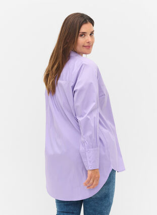 Langærmet skjorte med høj cuff, Lavender, Model image number 1
