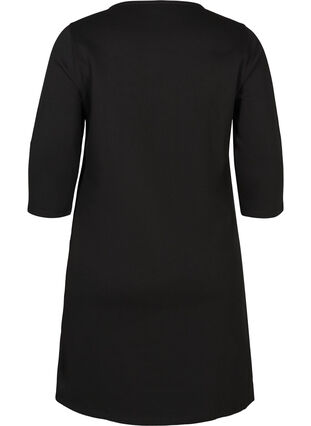 Bomulds sweatkjole med lommer og a-form , Black, Packshot image number 1