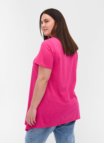 Kortærmet bomulds t-shirt med a-form, Beetroot Pur SUMMER, Model image number 1