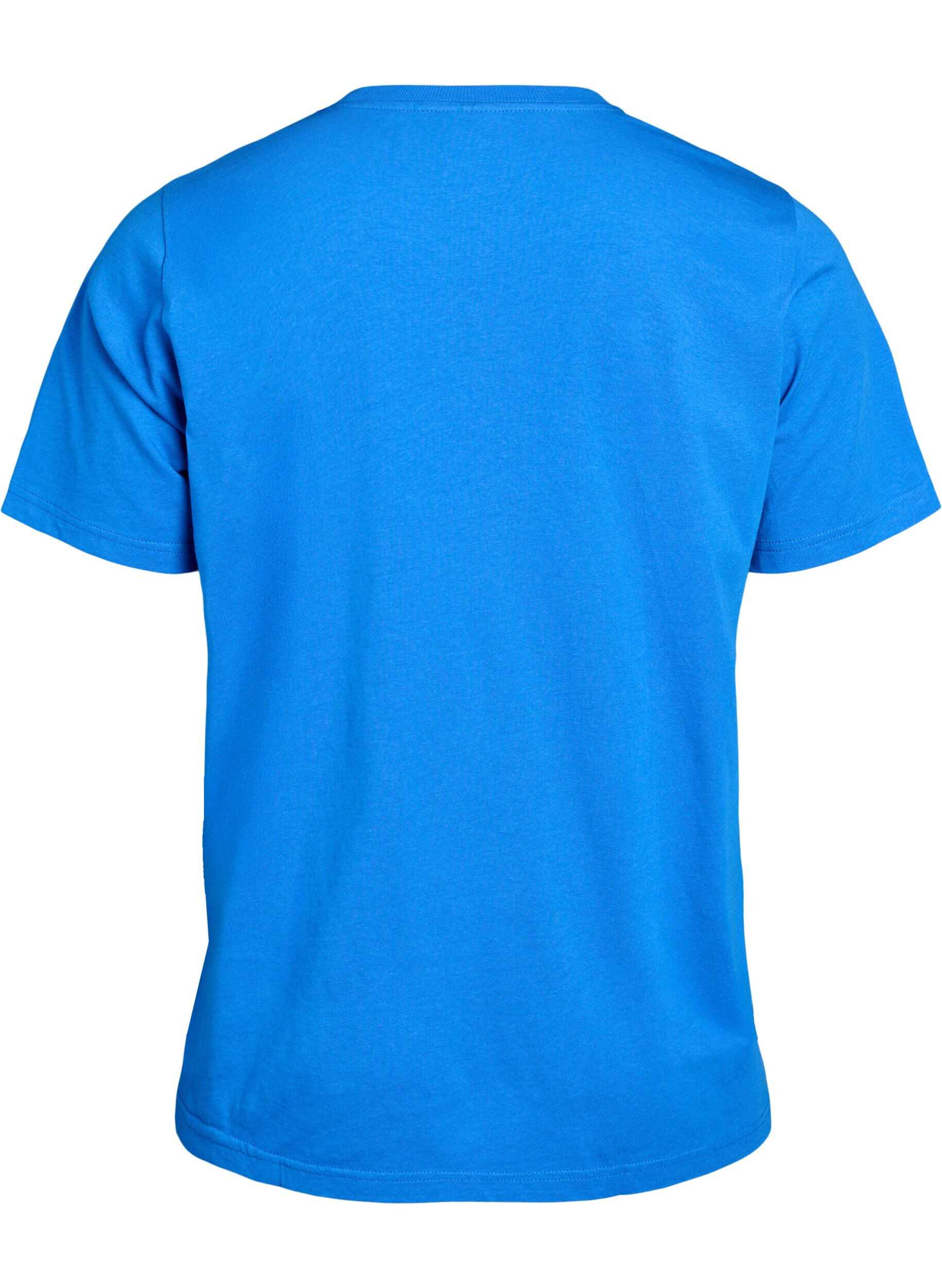 ZizziBasis t-shirt i bomuld med rund hals , Bl&aring;, Packshot image number 1