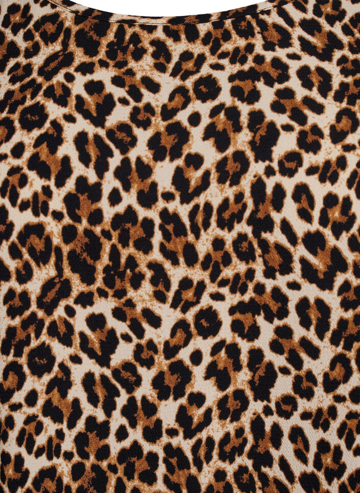 Kjole med print og korte &aelig;rmer, Brun, Packshot image number 2