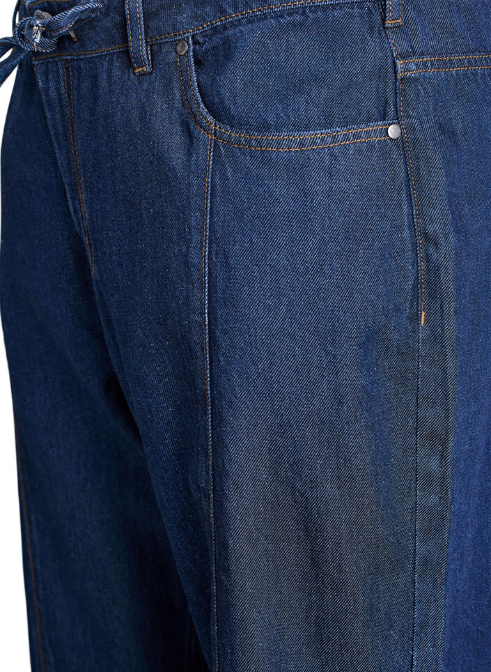 Wide leg jeans med bindeb&aelig;lte og h&oslash;j talje, Bl&aring;, Packshot image number 2