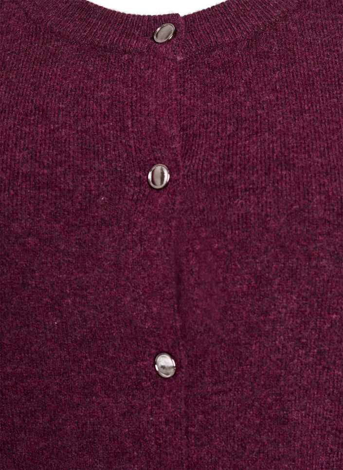 Strik cardigan med korte &aelig;rmer, M&oslash;rk Bordeaux, Packshot image number 2