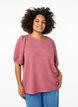 Bluse med struktur og korte &aelig;rmer, Lyser&oslash;d, Model image number 0