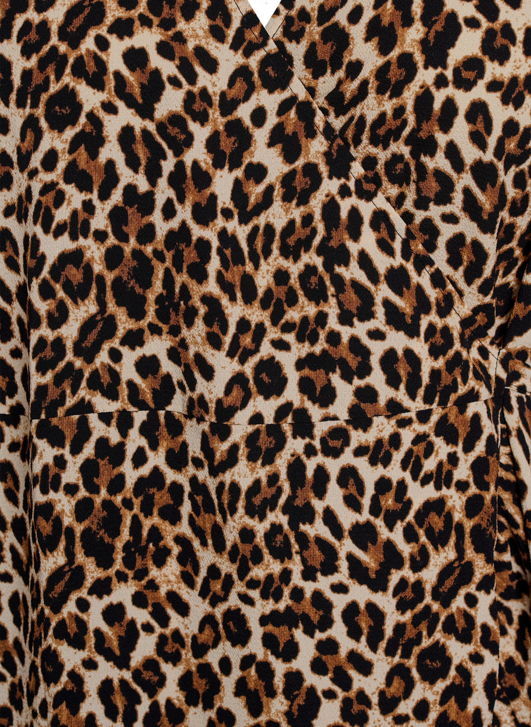 Zizzi Printet wrapkjole med korte &aelig;rmer, Brun, Packshot image number 2