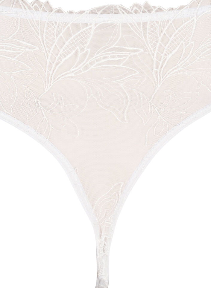 G-streng i microfiber med blonder, Hvid, Packshot image number 3
