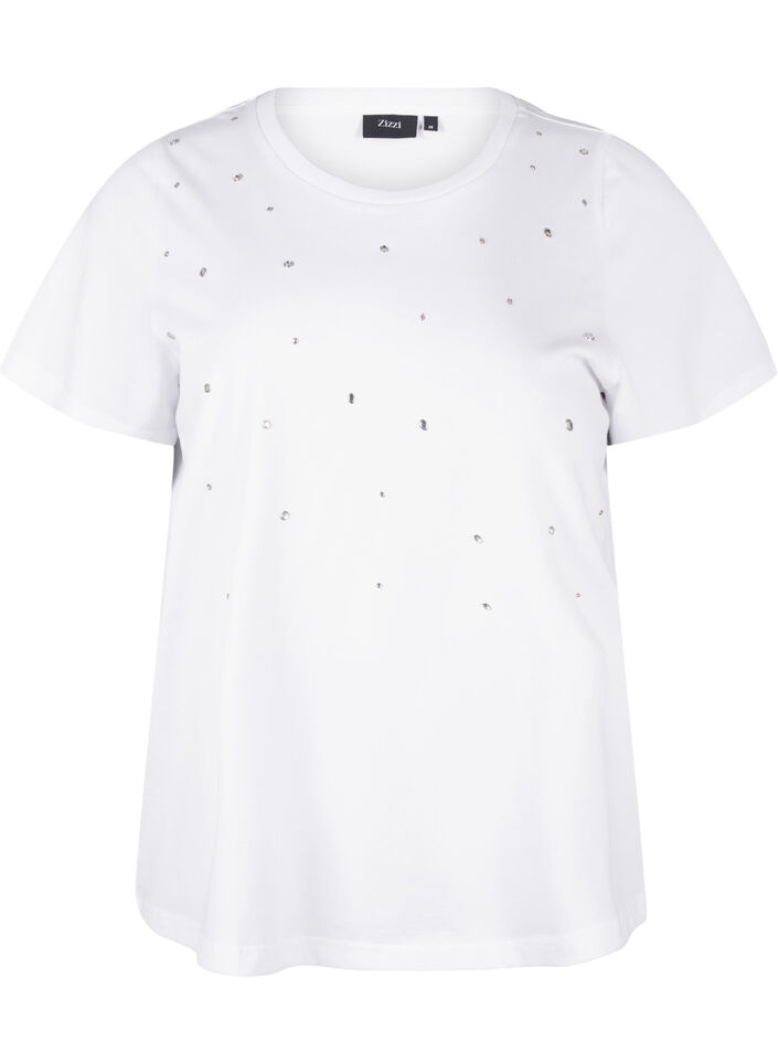T-shirt i bomuld med similisten, Bright White, Packshot image number 0