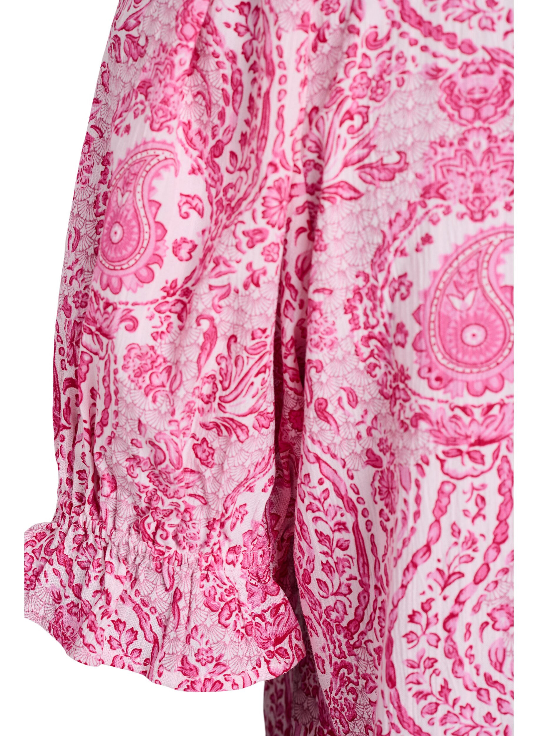 ZizziViskosebluse med paisleyprint og firkantet udsk&aelig;ring, Lyser&oslash;d, Packshot image number 3