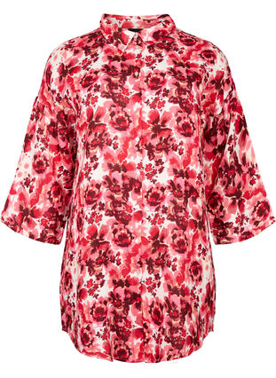 Lang skjorte med all-over print, Pink AOP Flower, Packshot image number 0