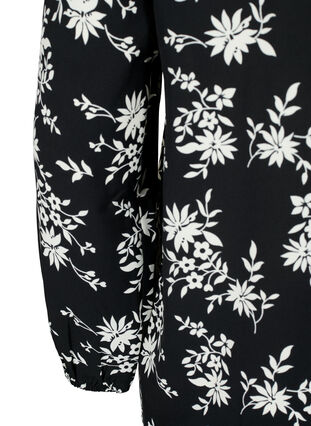 Bluse med pufærmer, Black Flower AOP, Packshot image number 3