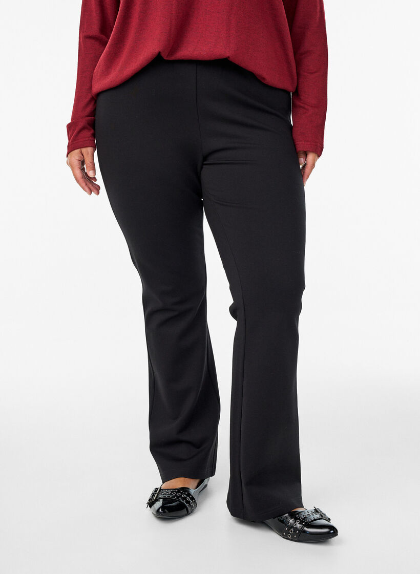 Bootcut bukser i viskosemix, Sort, Model image number 2